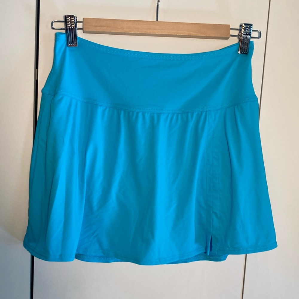 Carmen Marc Valvo high waisted skirted bikini bottom Turquoise L